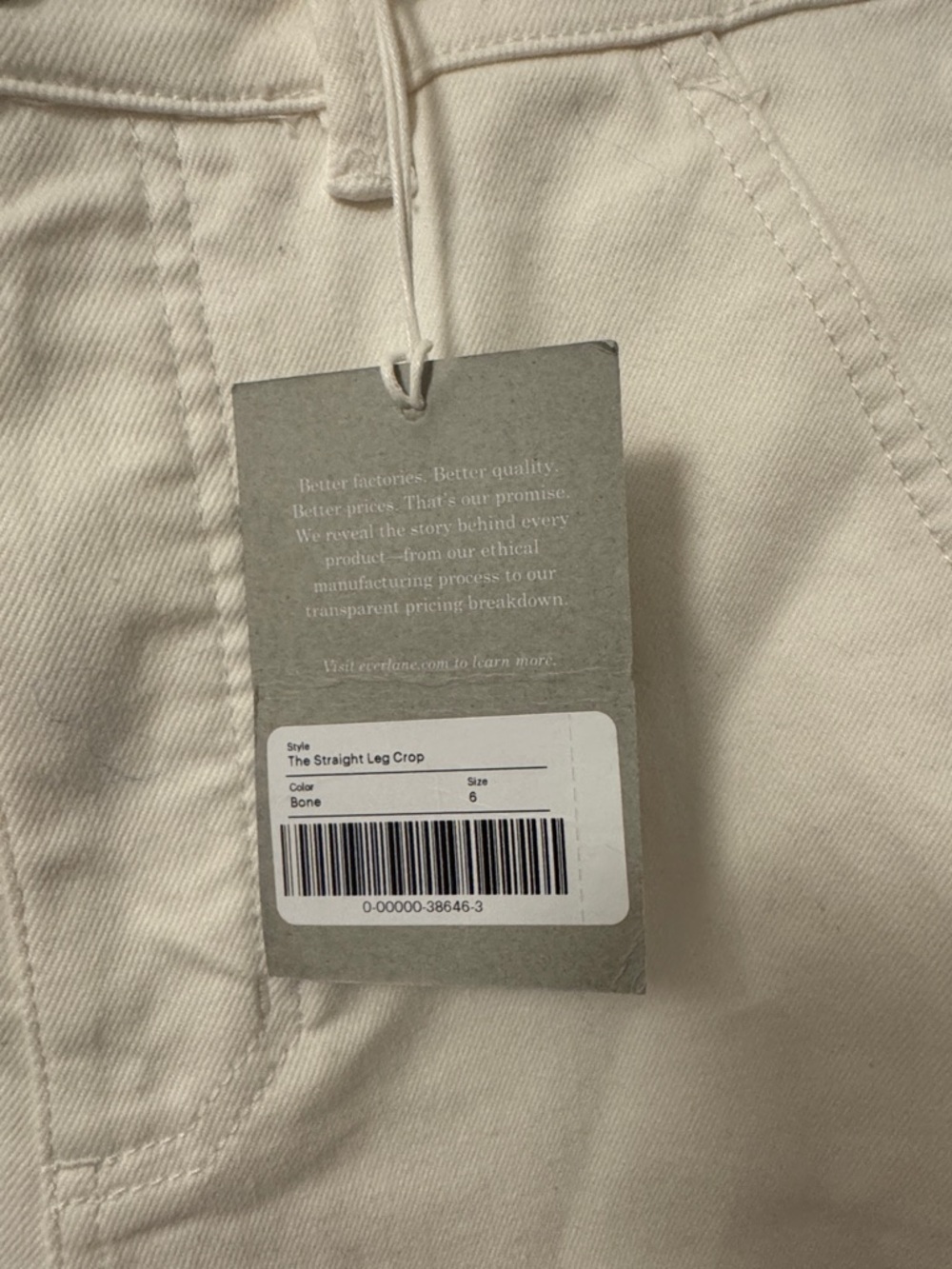 NWT Everlane Straight-Leg Crop jeans in bone Size 6 - Picture 4 of 7